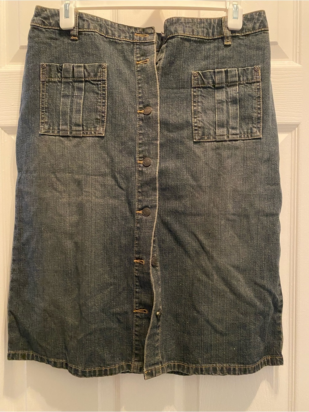 Vintage Esprit Blue Button-Front Straight Denim Skirt